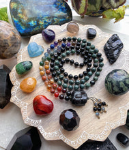 Load image into Gallery viewer, Grounding - Black Tourmaline + Chakra Gemstone 108 Mala Bead Necklace