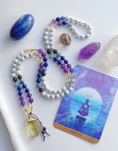 Load image into Gallery viewer, Cosmic Consciousness - AAA Lapis Lazuli, Amethyst, Citrine, Kyanite, Smoky Quartz, &amp; Natural Jade - 108 Mala Bead Necklace - 24k Gold Citrine