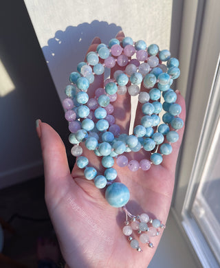 RESERVED - Goddess of Atlantis - 17mm Larimar Guru + Larimar AAA Kunzite + AAA Rainbow Moonstone + Aquamarine + 925 Sterling Silver