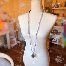 Load image into Gallery viewer, Peace on Earth - 108 Bead Mala Necklace - AAA Blue Lace Agate +AAA Shungite + AAA Labradorite + AA Kunzite + AA Moonstone
