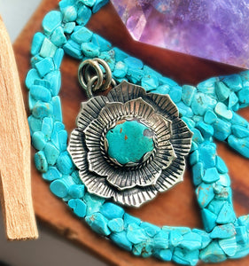 55mm Tibetan Turquoise Flower Pendant