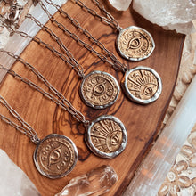 Load image into Gallery viewer, Eye Feel Lucky - Double Sided Silver + Brass Good Luck Charm + 20&quot; Paperclip Chain