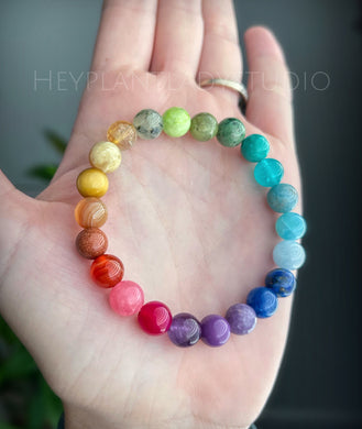 Kaleidoscope - Rainbow Gemstone Stretch Mala Bracelet