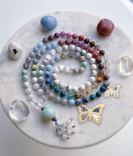 Load image into Gallery viewer, Winter Sunset - 108 Mala Necklace + Amazonite Guru