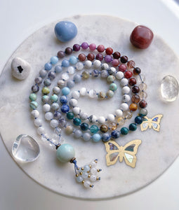 Winter Sunset - 108 Mala Necklace + Amazonite Guru