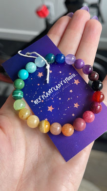 RESERVED Kaleidoscope - Rainbow Gemstone Stretch Mala Bracelet