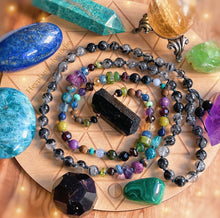 Load image into Gallery viewer, Gem Collector - Luxe Rainbow AAA Gemstone Mala + Black Tourmaline