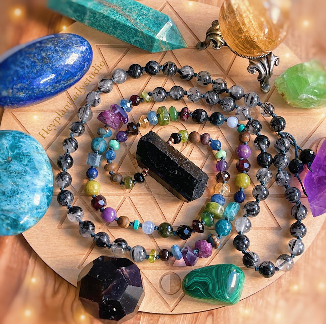 Gem Collector - Luxe Rainbow AAA Gemstone Mala + Black Tourmaline