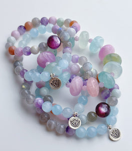 16mm Morganite + Kunzite Stretch Mala Bracelet