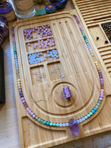 Reserved - Amethyst + Pastel Rainbow Mala + Bracelet Set