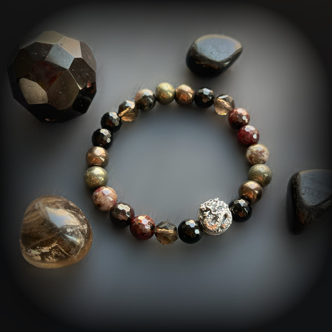925 Silver Dragon Stretch Mala Bracelet