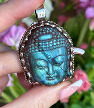 Load image into Gallery viewer, 55mm Labradorite Buddha Pendant - 2
