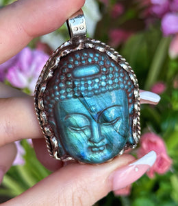 55mm Labradorite Buddha Pendant - 2