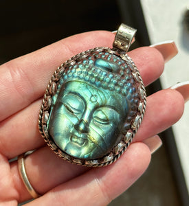 55mm Labradorite Buddha Pendant - 4