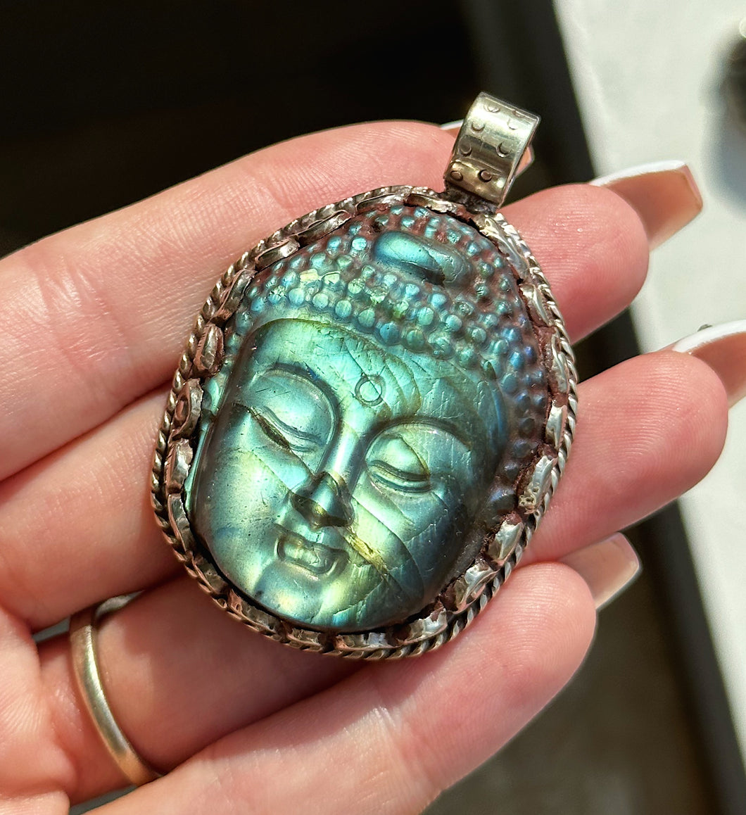 55mm Labradorite Buddha Pendant - 4