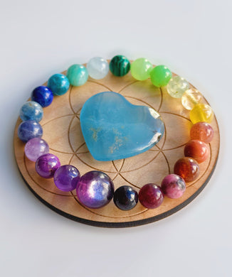 Gem Lepidolite Rainbow Stretch Mala Bracelet