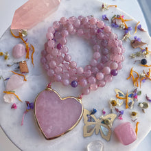 Load image into Gallery viewer, Radiate Love - Ruby + Madagascar Rose Quartz  - 108 Mala Necklace