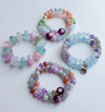 Load image into Gallery viewer, 16mm Morganite + Kunzite Stretch Mala Bracelet