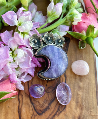 40mm Amethyst Moon Pendant