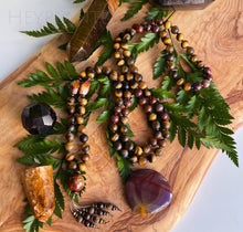 Load image into Gallery viewer, Motivated Mindset - 108 Mala Bead Necklace - Beaded Tassel - Utah Wonderstone, Petrified Wood, Flame Agate, Tigers Eye