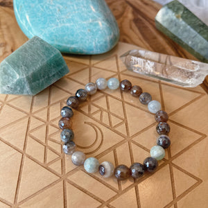 Sand Dunes - 8mm Mystic Mocha Agate + Mystic Aqua Agate - Stretch Bracelet