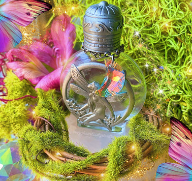 Vintage Fairy Potion Bottle - Swarovski Moon Dangle