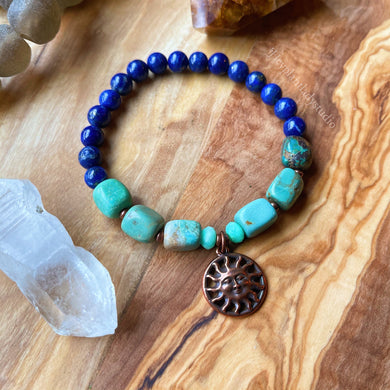 Sol Bracelet - Natural Turquoise + AAA Lapis + Chrysoprase