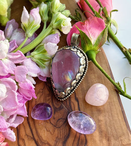 45mm Rainbow Rose Quartz Drop Pendant