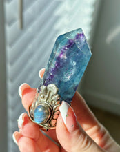 Load image into Gallery viewer, 80mm Blue Rainbow Fluorite + Labradorite Pendant