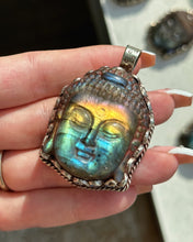 Load image into Gallery viewer, 55mm Rainbow Flash Labradorite Buddha Pendant - 7