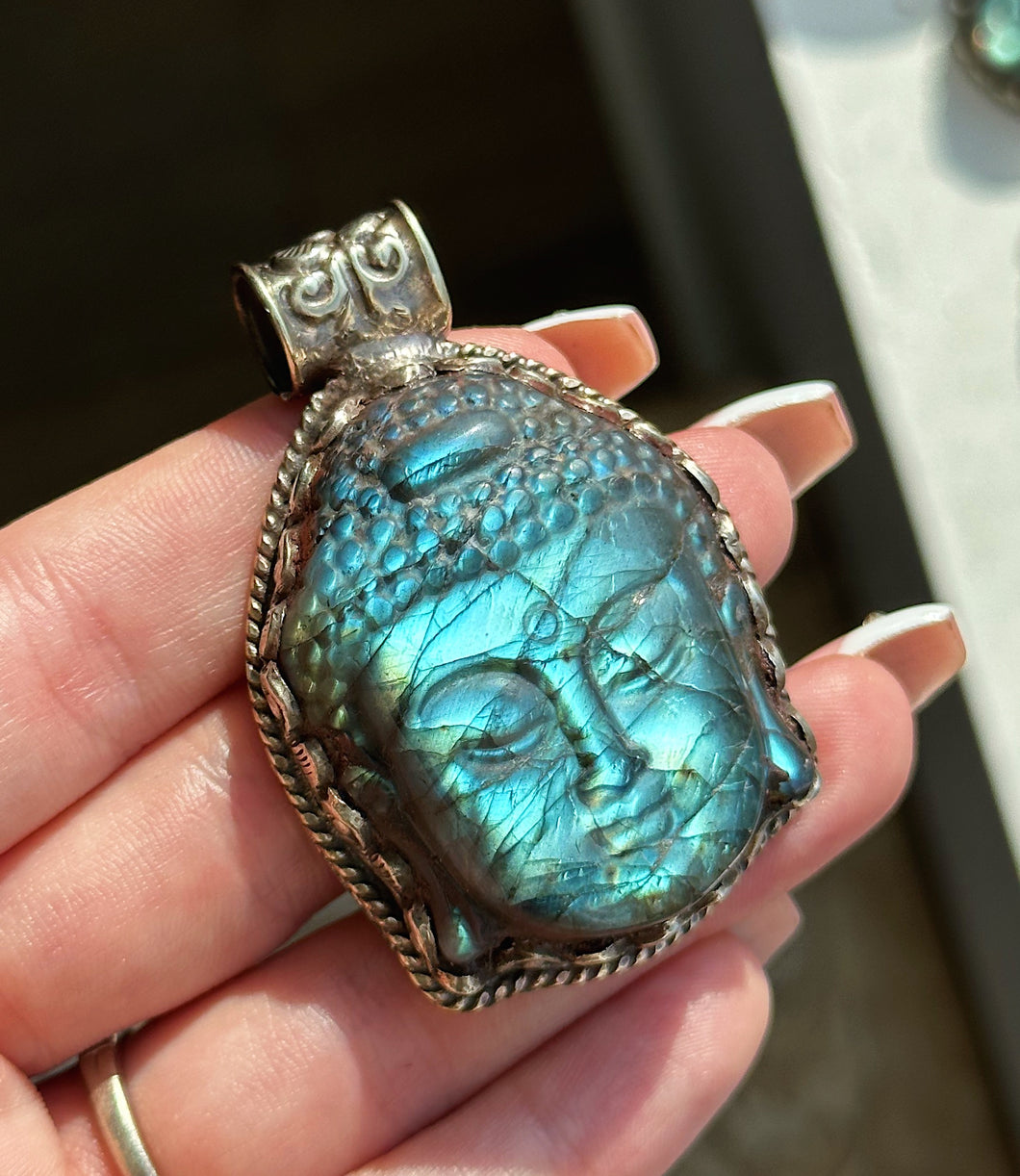 55mm Labradorite Buddha Pendant - 8