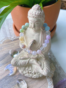 RESERVED Pastel Rainbow Gemstone Stretch Mala Bracelet