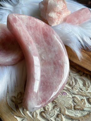 Moon or Heart Rose Quartz Bowl - Love + Peace + Happiness