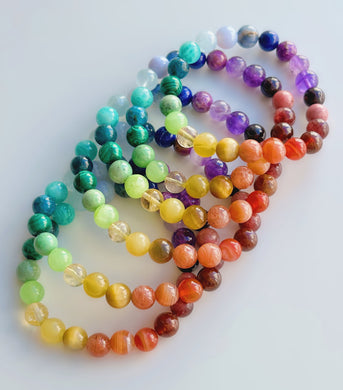 Kaleidoscope - Rainbow Gemstone Stretch Mala Bracelet