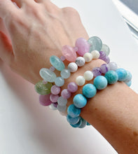 Load image into Gallery viewer, 16mm Morganite + Kunzite Stretch Mala Bracelet