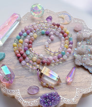 Load image into Gallery viewer, Fairy Dance - Aura Quartz + Pastel Rainbow Mala