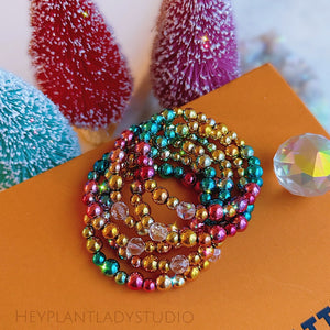 MADE TO ORDER - Sparkle with JOY - AAA Clear Quartz + Hematite Stretch Mala Bracelet