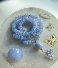 Load image into Gallery viewer, Peace + Optimism - 12mm Blue Chalcedony + Blue Lace Agate Mala Necklace - 108 Bead Necklace
