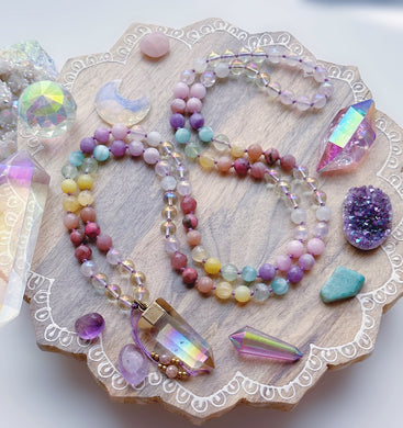 Fairy Dance - Aura Quartz + Pastel Rainbow Mala