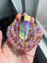 Load image into Gallery viewer, Attraction &amp; Abundance - Citrine + Aura Quartz + Lavender Amethyst + Muscovite 108 - 8mm Mala Bead Necklace