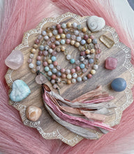 Load image into Gallery viewer, Blooming Sunshine - 108 Mala Necklace + Rose Quartz Guru + Silk Tassel