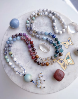 Winter Sunset - 108 Mala Necklace + Amazonite Guru
