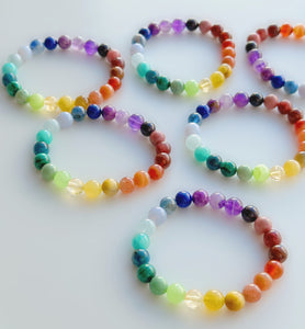 Kaleidoscope - Rainbow Gemstone Stretch Mala Bracelet