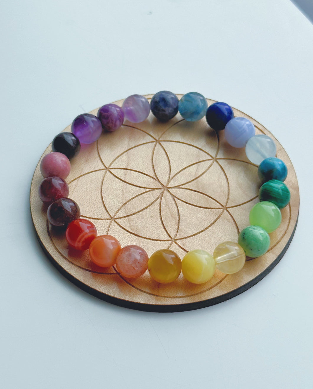 RESERVED Kaleidoscope - Rainbow Gemstone Stretch Mala Bracelet