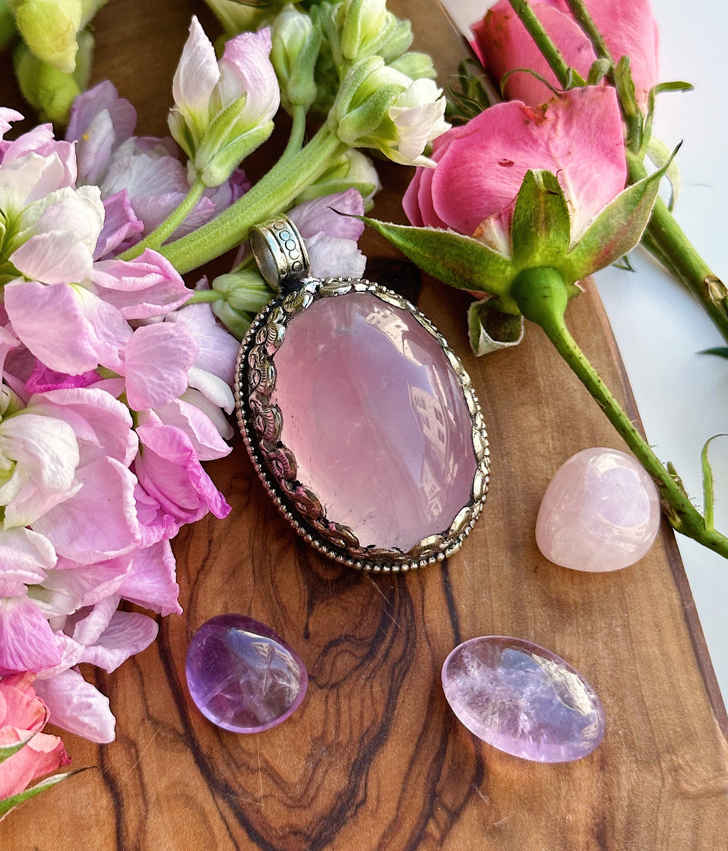 48mm Rose Quartz Pendant