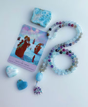 Load image into Gallery viewer, Divine Timing - 108 Gemstone Mala Necklace - Aquamarine + 925 Sterling Silver