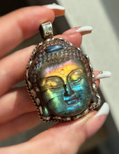 Load image into Gallery viewer, 55mm Rainbow Flash Labradorite Buddha Pendant - 7