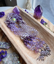 Load image into Gallery viewer, Cultivating Inner Peace - 108 Mala Bead Necklace - AAA Rubies + Lavender Amethyst + Aura Quartz + Lavender Amethyst Guru - Amethyst Beaded Tassel