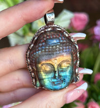 Load image into Gallery viewer, 55mm Rainbow Flash Labradorite Buddha Pendant - 7