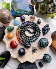 Load image into Gallery viewer, Grounding - Black Tourmaline + Chakra Gemstone 108 Mala Bead Necklace